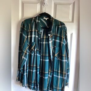 Maurices plus size 3 plaid button up